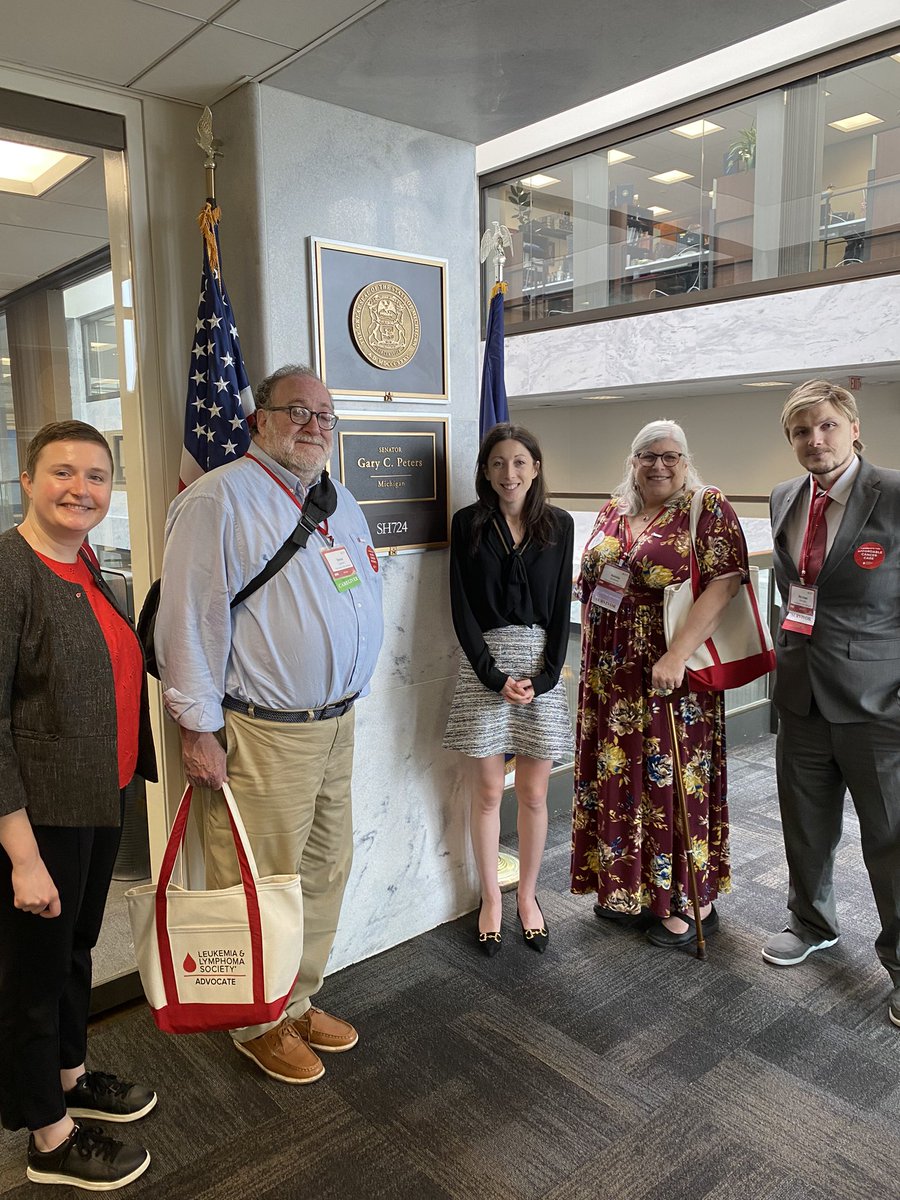 Thank you Sarah Shapiro from @SenGaryPeters office for meeting with cancer patients and caregivers from @LLSAdvocacy. We look forward to Senator Peters leadership low cost, more transparency and on protecting cancer patients from medical debt. #LLSAction