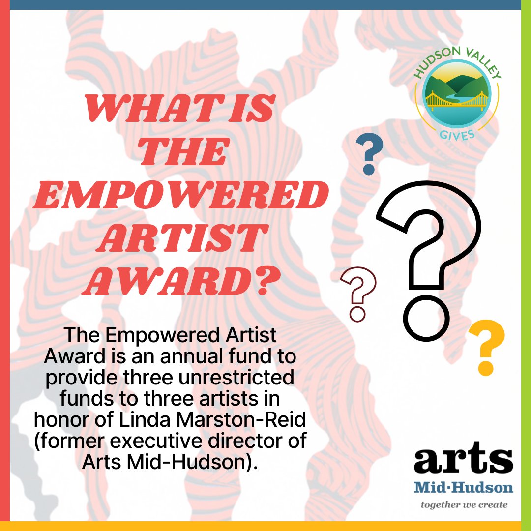 Invest in the arts, invest in our community's future 💖 

To donate and learn more about our Empowered Artist Award and Awardees click the link: hvgives.org/organizations/…  

#ArtsMidHudson #TogetherWeCreate #HVGives #HVGivesDay