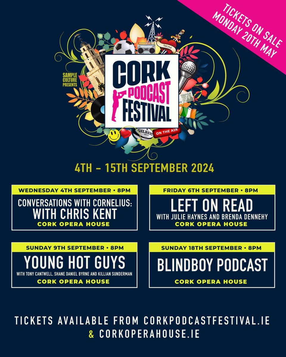 Four more great shows added to the Cork Podcast Festival in September, with tickets on sale next Monday May 20!