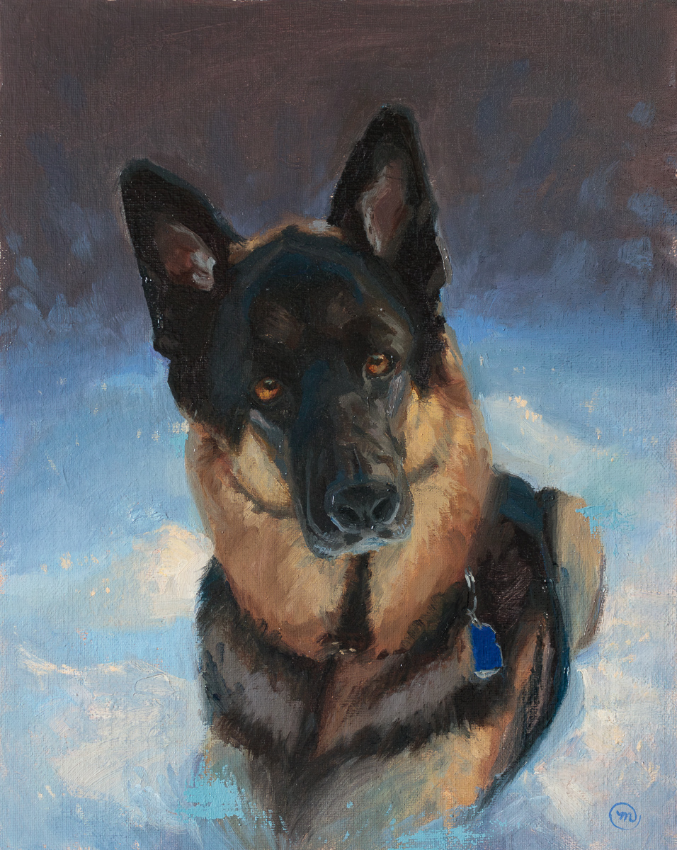 Here's a pet portrait commission of a lovely German Shepard dog. It was a blast!

If you are looking for a commission, I would love to work with you! mekenziemartin.com/commissions for more information. 

#artcommission #commissionisopen #oilpainting #petportrait #germanshepherd #dog