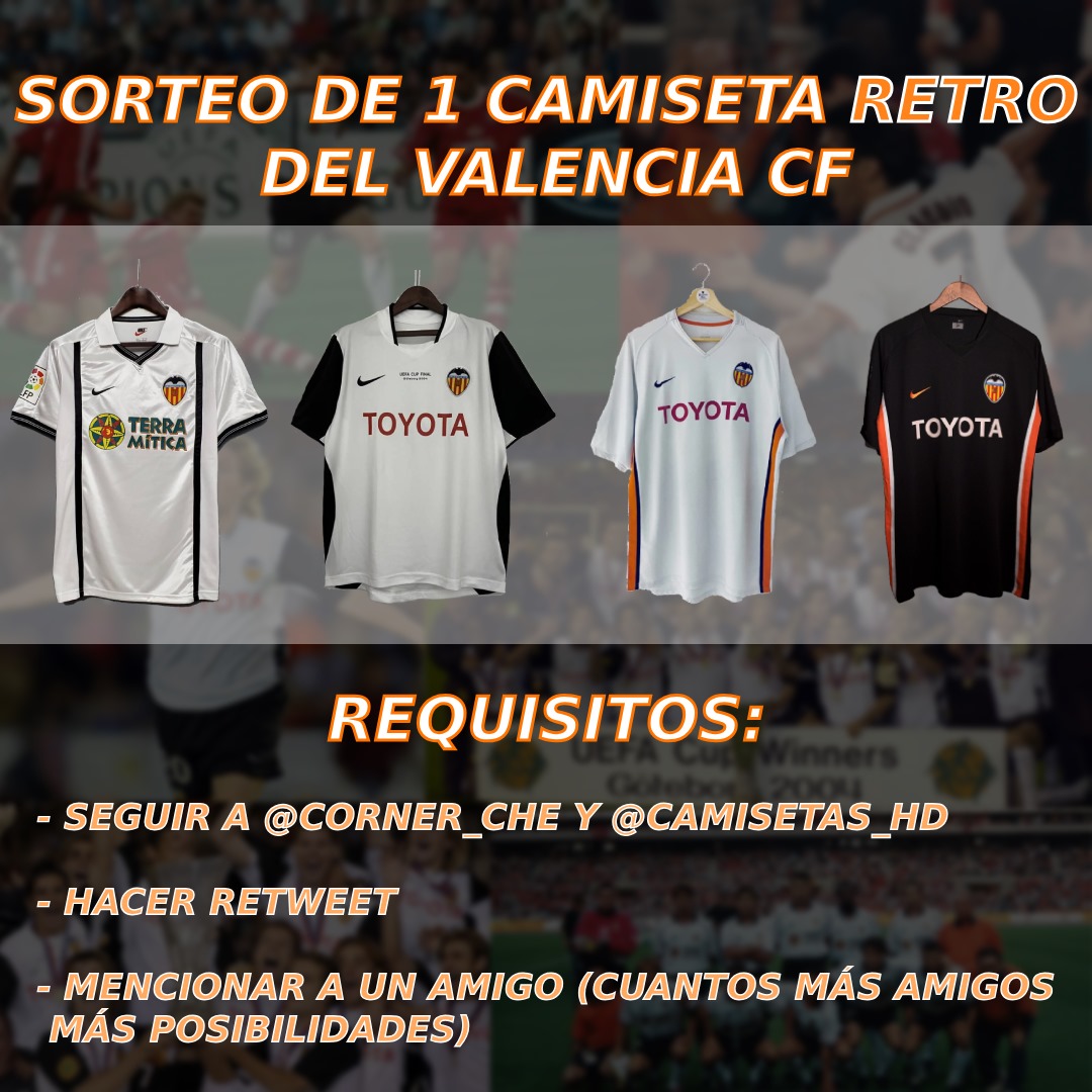 🎁‼️ SORTEO DE 1 CAMISETA RETRO DEL VCF. 👕 Se podrá elegir entre las 4 camisetas de la foto. ⬇️ REQUISITOS ⬇️ 🔸 Seguir a @Corner_Che y @Camisetas_HD 🔸 Hacer retweet 🔸 Mencionar a un amigo (cuantos más amigos más posibilidades)