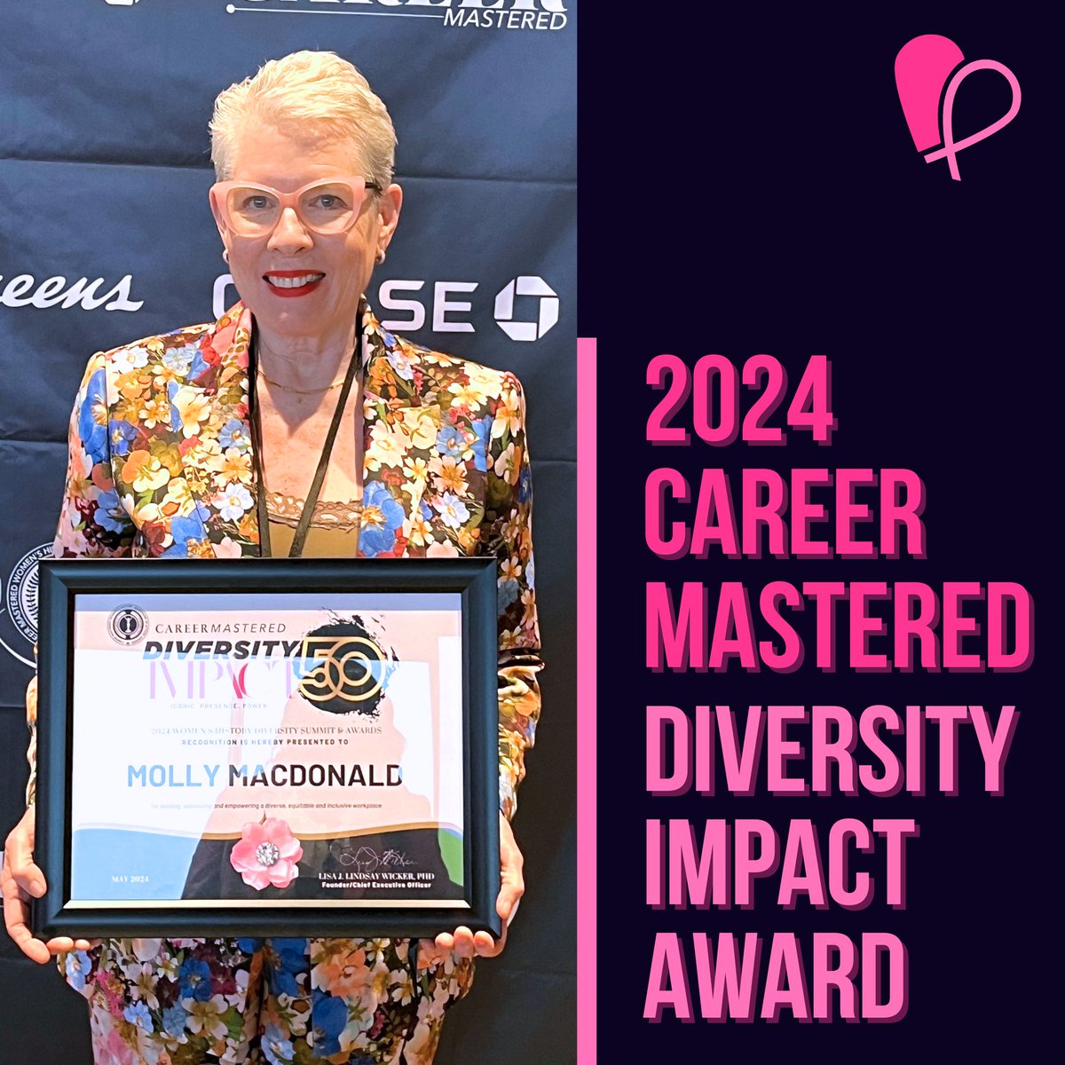 Congratulations are in order for Pink Fund's CEO, Molly MacDonald!

Molly was awarded a Career Mastered 2024 Diversity Impact Award for her leadership and commitment to diversity through her work at Pink Fund. What an honor!

#CareerMastered