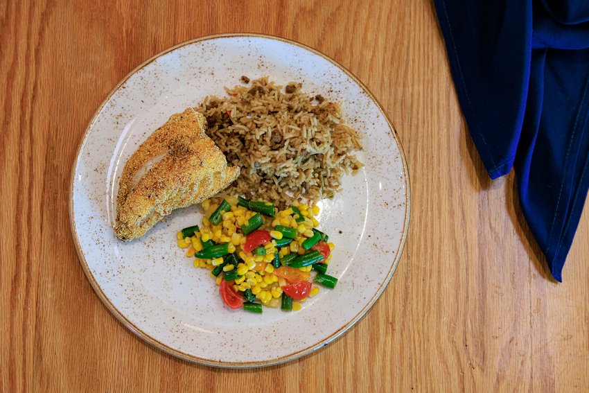 Hot Sauce Red Snapper with Dirty Rice and Succotash 😍 Give it up for @selenagomez!! #SelenaAndRestaurant 👀