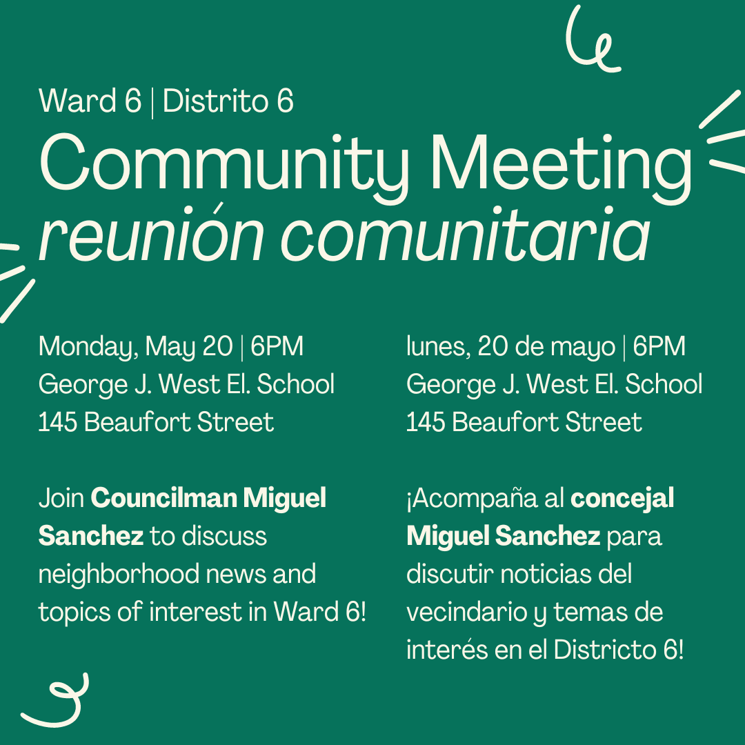 Ward 6: Don't miss your upcoming community meeting with Councilor @MSanchezPVD and other city leaders to discuss neighborhood news!