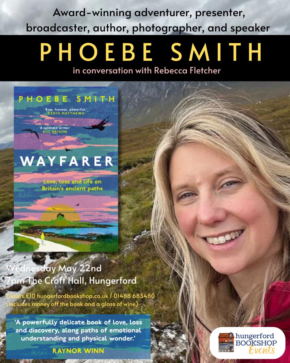 📣One week to go! So looking forward to hearing the award-winning adventurer <a href="/PhoebeRSmith/">Phoebe ‘Wander Woman’ Smith</a> talk to <a href="/Margotgoodlife/">Rebecca Fletcher</a> about her unflinching, tender and beautifully written memoir #Wayfarer in Hungerford 
🎟️ bit.ly/4dbqfgE