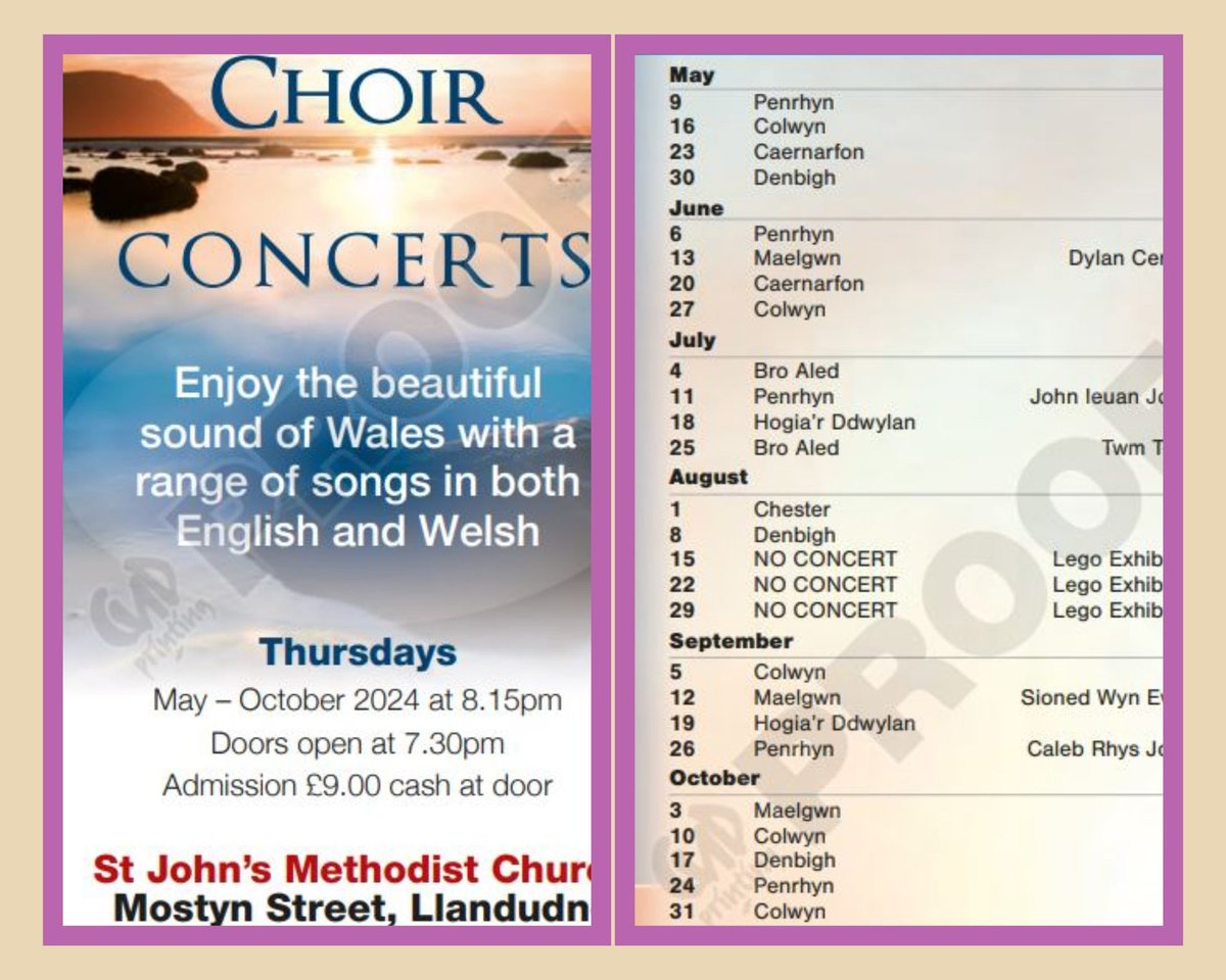 Denbigh & District Male Voice Choir are once again performing in the Welsh Male Voice Choir season at St John's Church, Mostyn Street, Llandudno.

Our first concert is Thursday 30th May 2024 when our Guest Soloist will be Joanna Pierce-Jones.

Looking forward to seeing you there