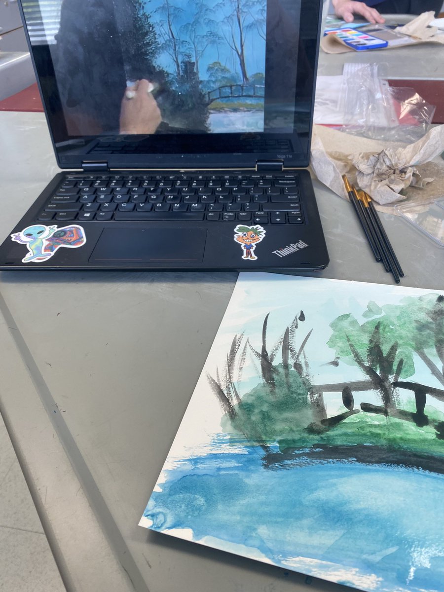 we’re doing bob ross paintings in my environmental science class.