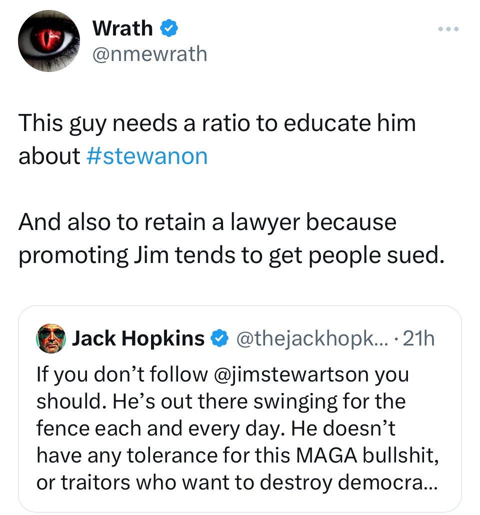 I have a request. I’ve started getting some threats from some MAGA ass clowns. I got some DM bs from this same guy this morning. 

Here, he’s threatening a “Ratio.”

This is where his fellow ass clowns flood my posts with comments, but not likes. That way the algorithms detect my