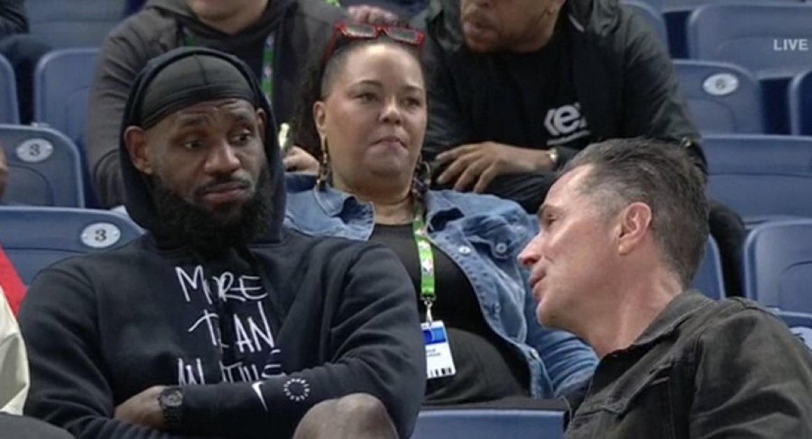 LakeShowYo's tweet photo. LeBron and Rob Pelinka at the NBA draft combine 👀 https://t.co/Rzdq0Hkvxl