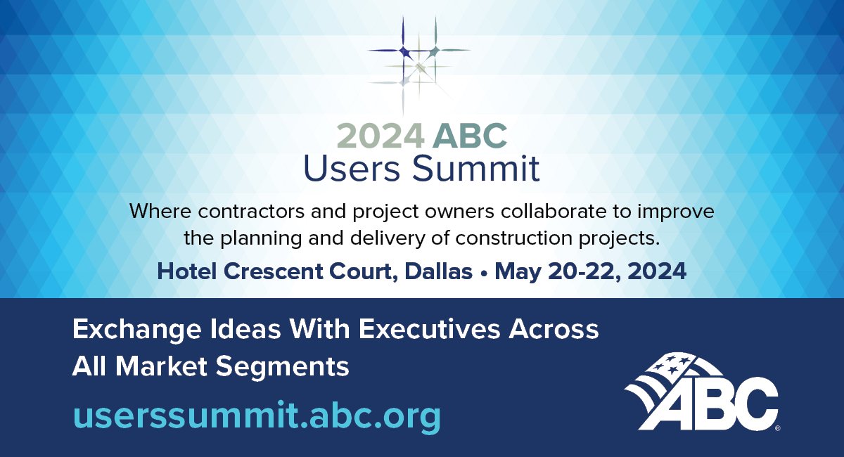 There is still time to register for next week's ABC Users Summit! The summit gives construction owners and contractor members the opportunity to share ideas and learn from one another—with a focus on delivering value to all parties. userssummit.abc.org #ABCMeritShopProud