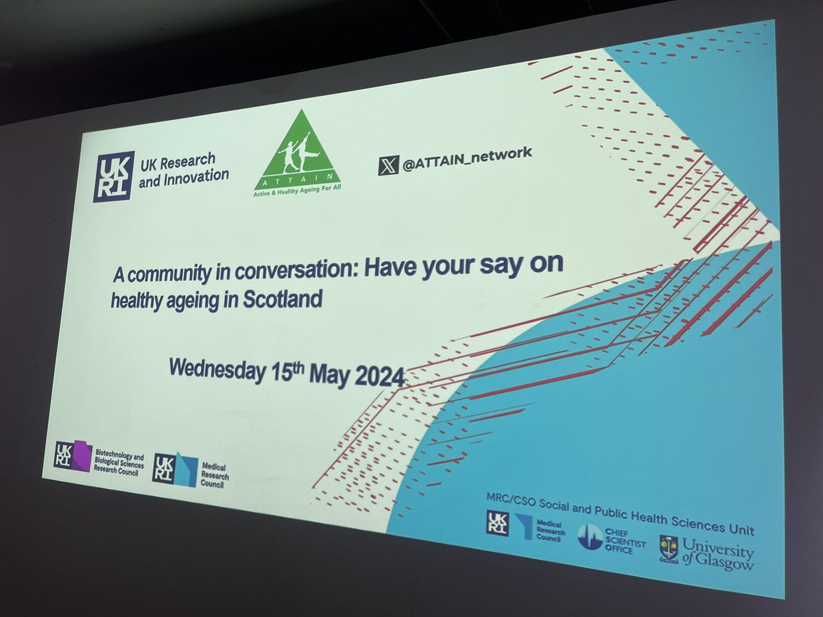 An inspiring workshop with a great range of stakeholders today in Glasgow as part of the activities of the <a href="/ATTAIN_network/">ATTAIN Network</a>. The focus was on   discussing ways and initiatives promoting healthy #ageing  in Scotland. Communities in conversation share and inspire!
<a href="/UkAgeing/">UKAN (UK Ageing Network)</a>