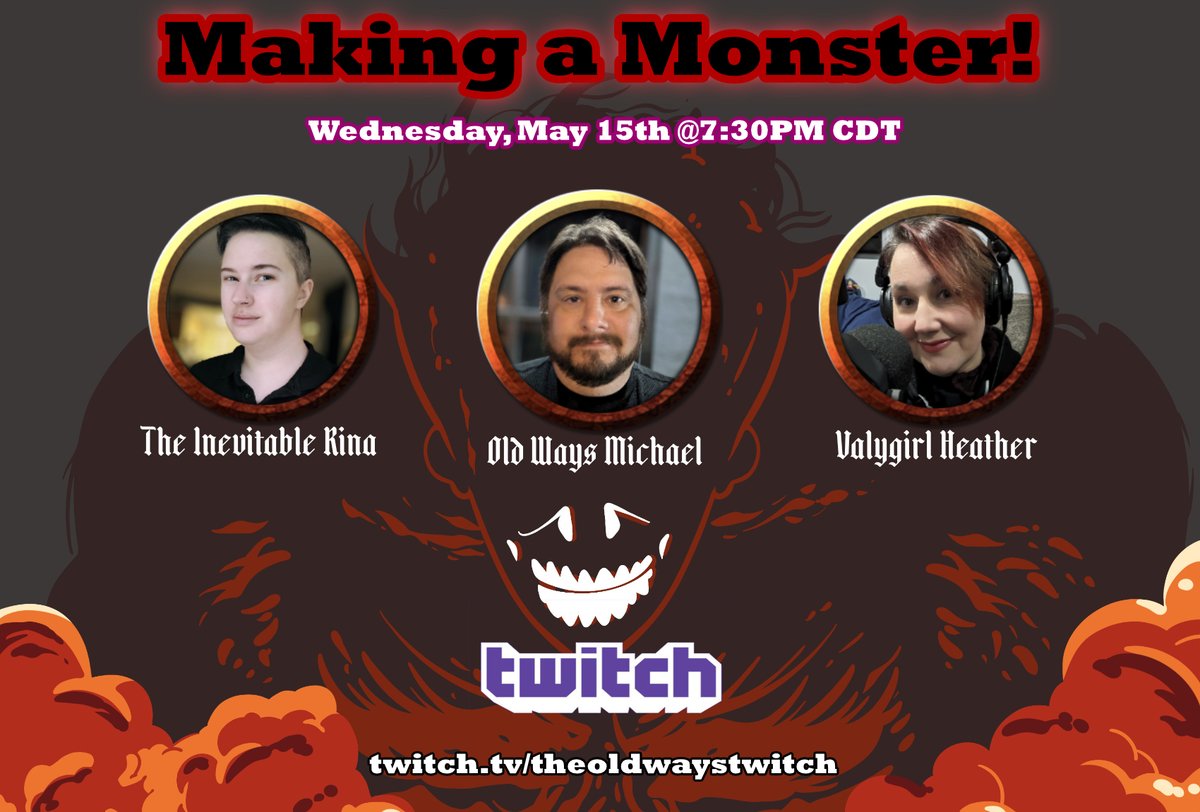 oldwayspodcast's tweet image. Don't forget to join us later tonight and help us build a monster! 

#ttrpg
#twitch 
#monstermaker 

twitch.tv/theoldwaystwit…
