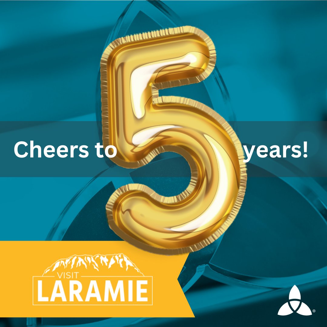 Cheers to 5 years! 🥂 Thank you to @visitlaramie for reaching a milestone anniversary — we're honored to be your partner & an extension of your hardworking, top-notch team 🏆 #travel #destinationmarketing #anniversary