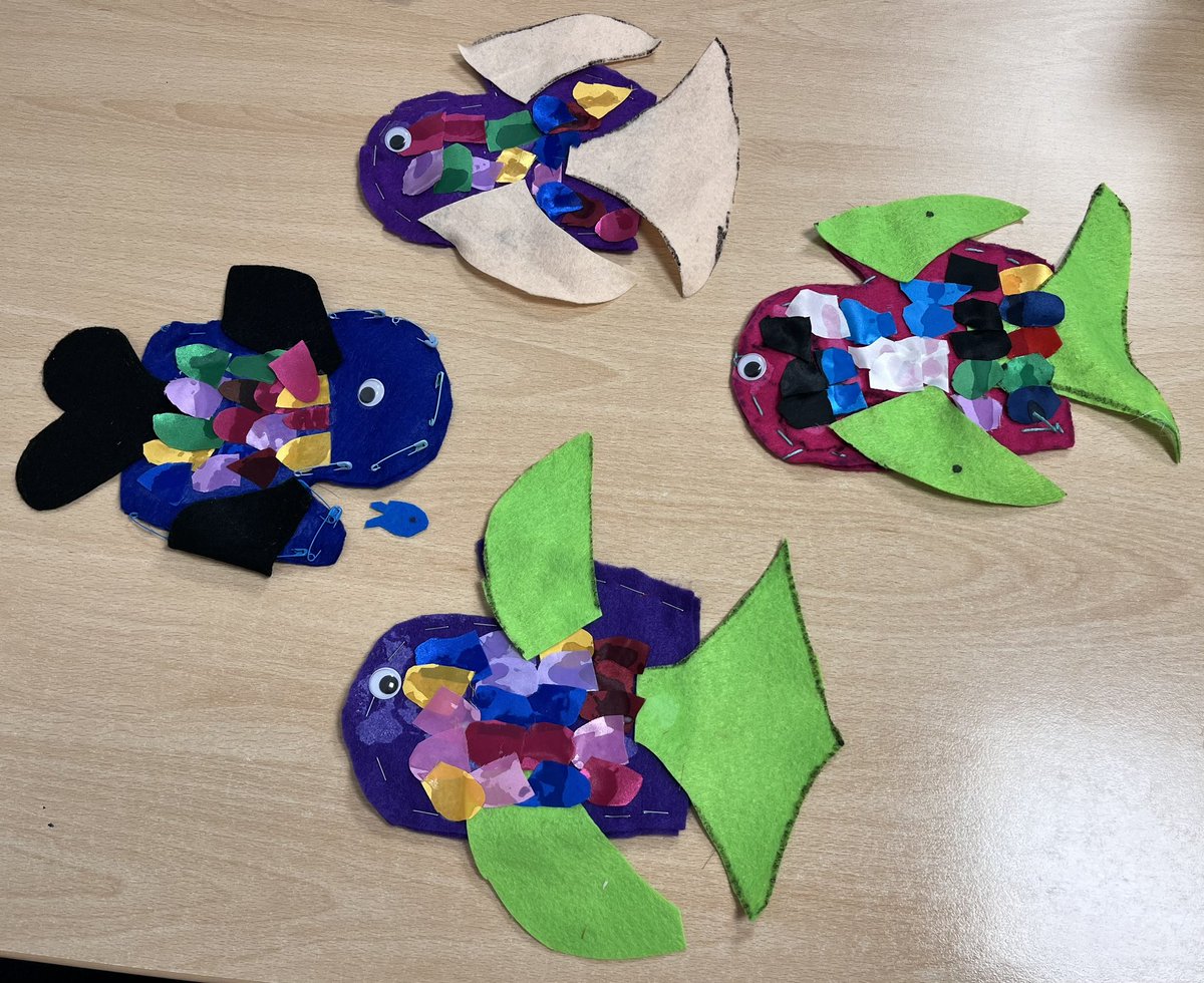 Children in Boost have been investigating the best fastenings to use on their bright and beautiful Rainbow Fish puppets - they found out that sewing was tricky but also the safest and most secure #designtechnology #lwlat #teamheatherbrook #investigating