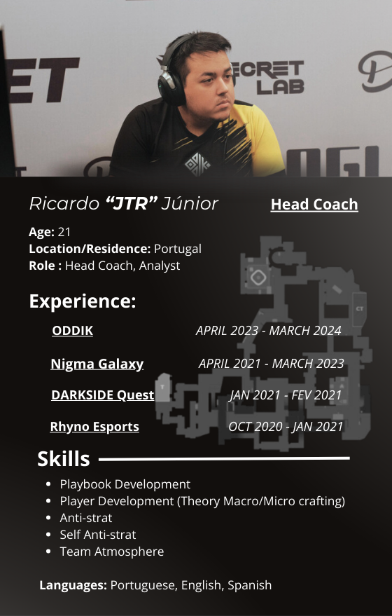 I'm here to announce that i'm FA, free from any contractual obligations (no buy-out), as:

-Head Coach
-Analyst / Assistant Coach

Highly motivated to start working again!
For anyone interested feel free to DM me on X or email me at : jtrcsgo2@gmail.com .

RTTs appreciated 👊