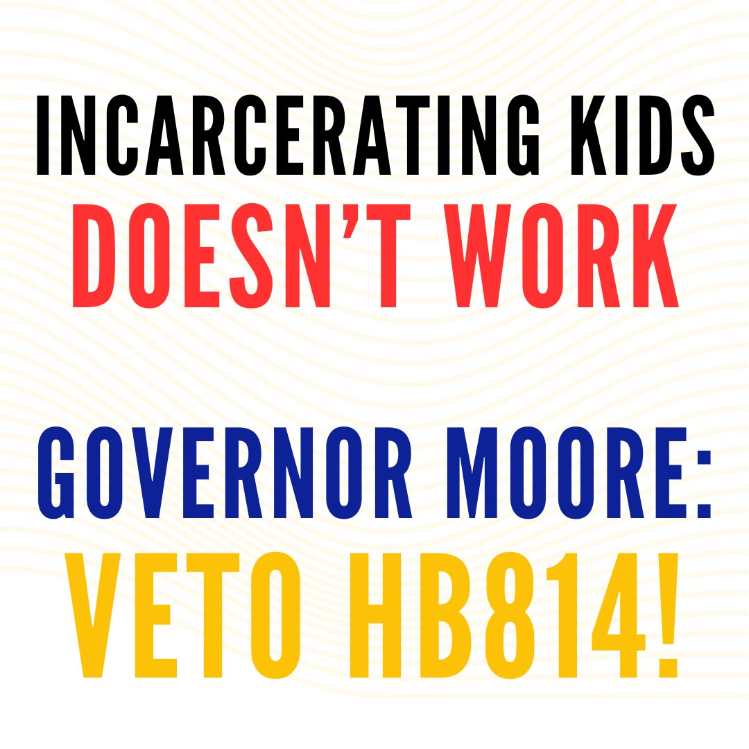 Maryland leads the country in incarcerating young Black kids. HB814 will make that worse. If the bill goes into effect, more elementary school kids will be incarcerated for minor offenses and put in jail before court. @GovWesMoore our kids need you to VETO HB814!