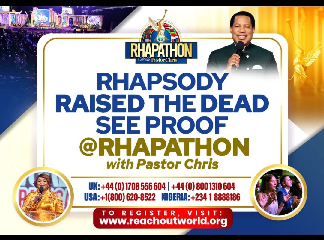 THIS POST IS DEDICATED TO @ARISEtv @OjyOkpe @abati1990 @ruffydfire @BBCWorld
You laughed at Pastor Chris saying many people has been raised back to life. Here's proof for you. 

RHAPATHON WILL ANSWER YOUR QUESTIONS 
youtube.com/live/Sd7B0KgK8…