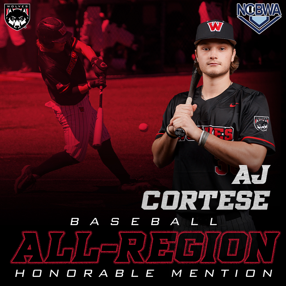 Congrats to AJ Cortese for being named NCBWA West All-Region Honorable Mention. The senior led the team with 17 doubles - tied for the 10th most in WOU single-season history. His 31 doubles in just two seasons at WOU is 12th on the Wolves' all-time list.