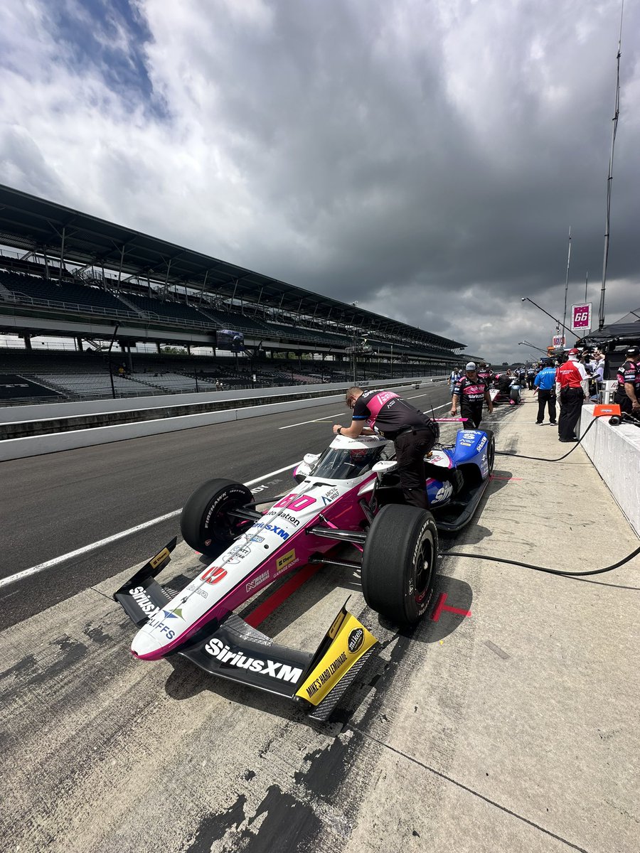 The sun is shining and all three of our cars are on the grid and ready to roll! #Indy500 // #DRVPNK