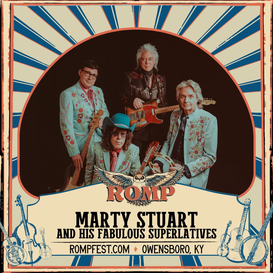 🎵Today's ROMP Artist Feature - Marty Stuart & His Fabulous Superlatives! Read more about this artist👉 loom.ly/YrHDbIg Get your tickets now to see them and the rest of the amazing lineup at ROMP 2024!