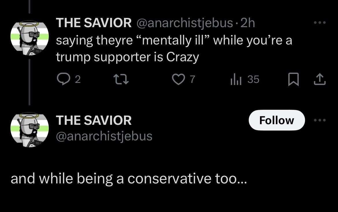 Crazy coming from someone who supports a president that can’t form two sentences together, reads the word “pause” of the teleprompter, and thinks his uncle was eaten by cannibals.
Is current day liberalism a mental illness?
#Pause #Trump2024MAGA #LiberalSickness