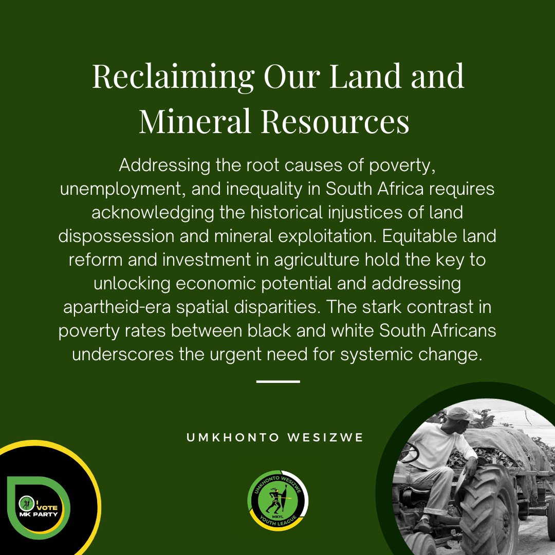 Let's Reclaim Our Land and Mineral  Resources with a vote for #mkparty. Join us in launching the #PeoplesMandate at the Orlando Stadium 18 May 2024. #MKPartyFillUpOrlandoStadium #PresidentZuma
