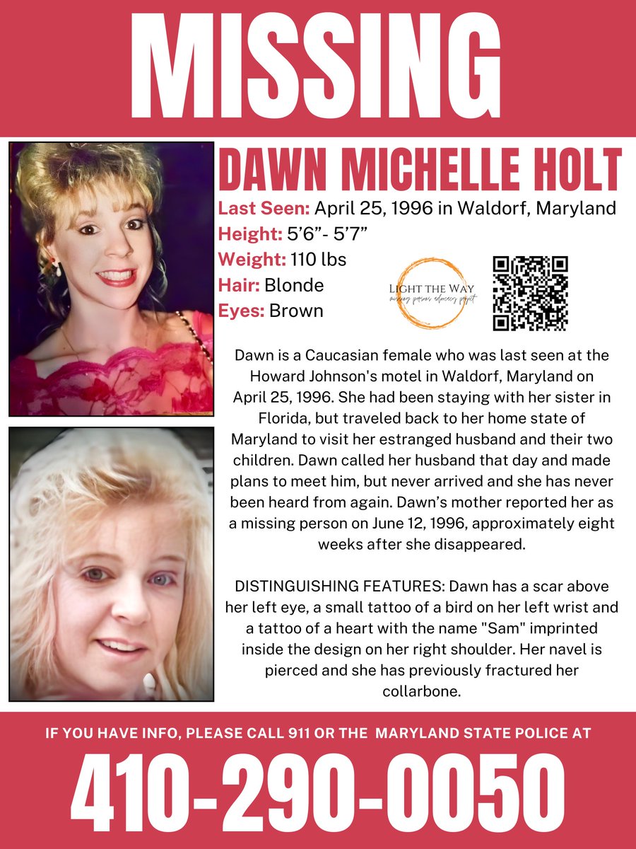 #MissingPosterMonday #DawnMichelleHolt #Maryland #MondayMotivation #Missing #MissingPerson