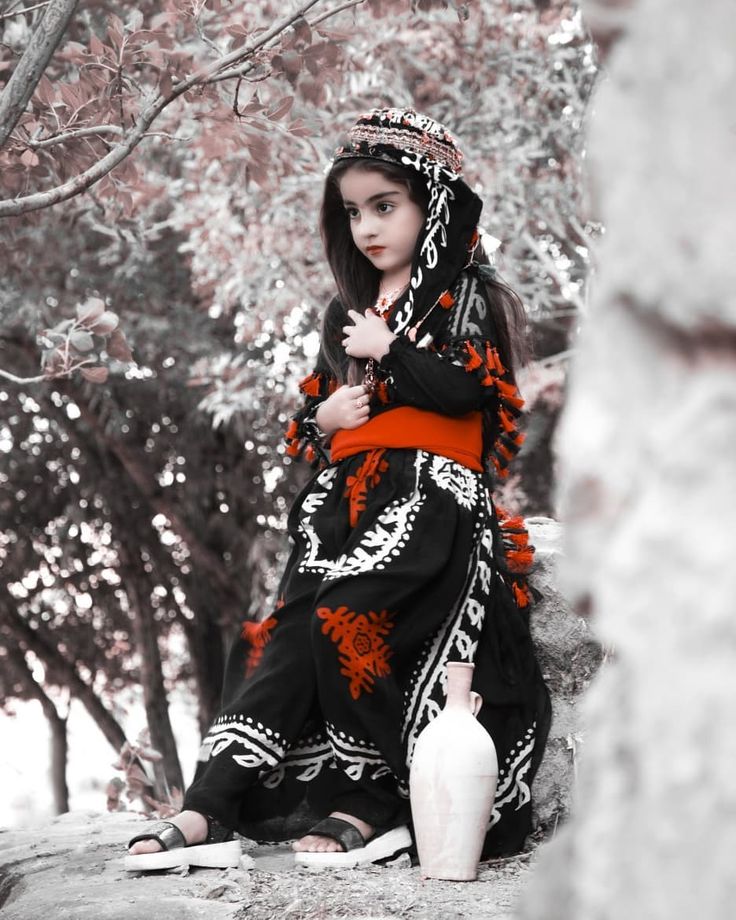 A Kurdish girl in Kurdish clothing, northern Kurdistan