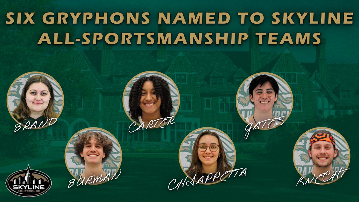 Congratulations to six of our Gryphons from our winter and spring teams for being named to the Skyline conference's all-sportsmanship team!

#StrengthAndIntelligence #GoGryphons