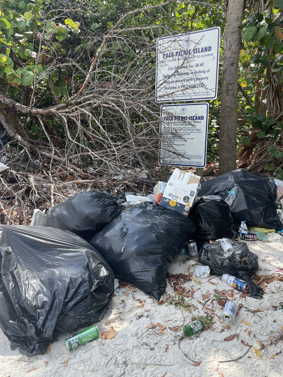 Over 1000lbs of garbage was picked up today from @CityofMiami @miamiparks #MorningSidePark & #PacePicnicIsland to kick off #LeaveNoTrace #DayOnTheBay305 special thanks to @MiamiDadeEM & @miamiparks for assisting @MPDMarinePatrol #BiscayneBay #KeepBiscayneBeautiful 🌊🐟🐠🦀🐬🚮🚯