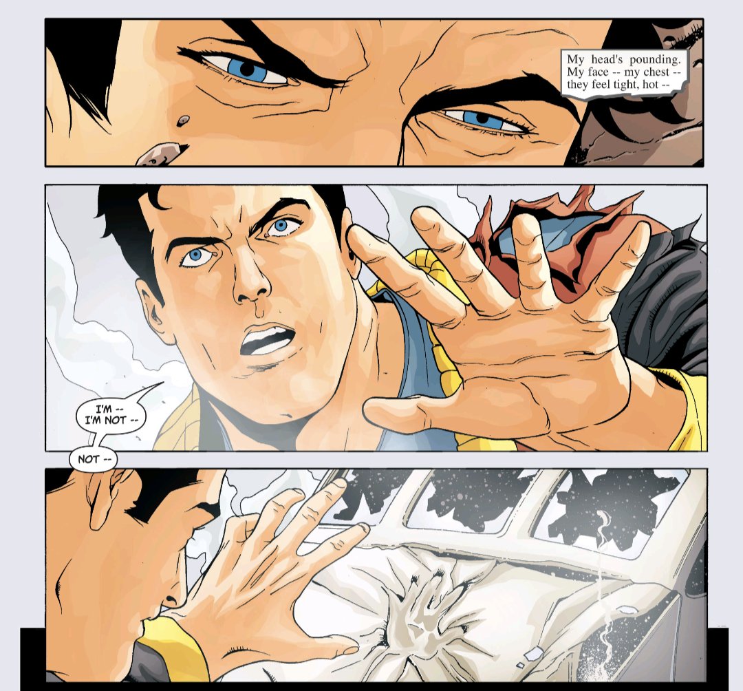 Action Comics #838 - May 2006

As Lex uses an unwilling Kryptonite Man to activate a Kryptonian artifact at the center of the Earth, Clark's powers begin to return during an assassination attempt by Intergang hitmen