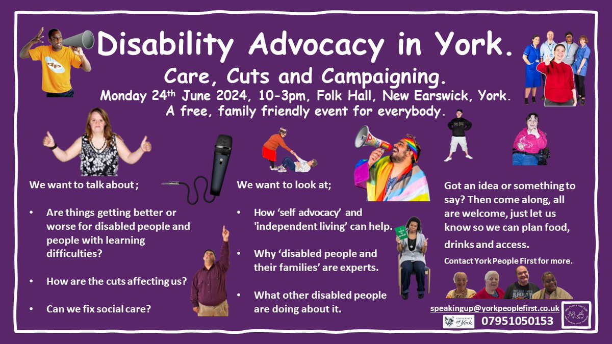 Please join us for Disability Advocacy In York At New Earswick Folk Hall on Monday 24 June 2024 between 10am and 3pm.  If you have something to say please do come along.  We will discuss Are Things Getting Better or Worse for People with Learning Difficulties?. <a href="/HodgkinsSL/">🖍️Stephen Lee Hodgkins🔋</a>