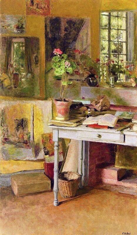 Édouard Vuillard (1868–1940) At Clayes, Geranium on a white Table in front of the Window, 1932