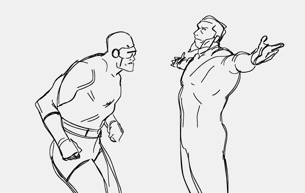 Old side margin doodle of Cyclops and Bastion