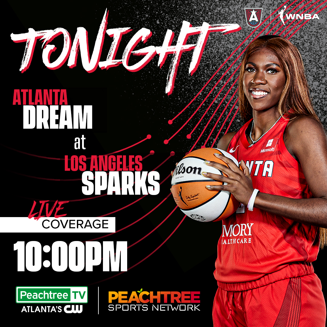 Don't miss it! Dream vs Sparks, tonight at 10pm only on PeachtreeTV 🏀 #wnbadream