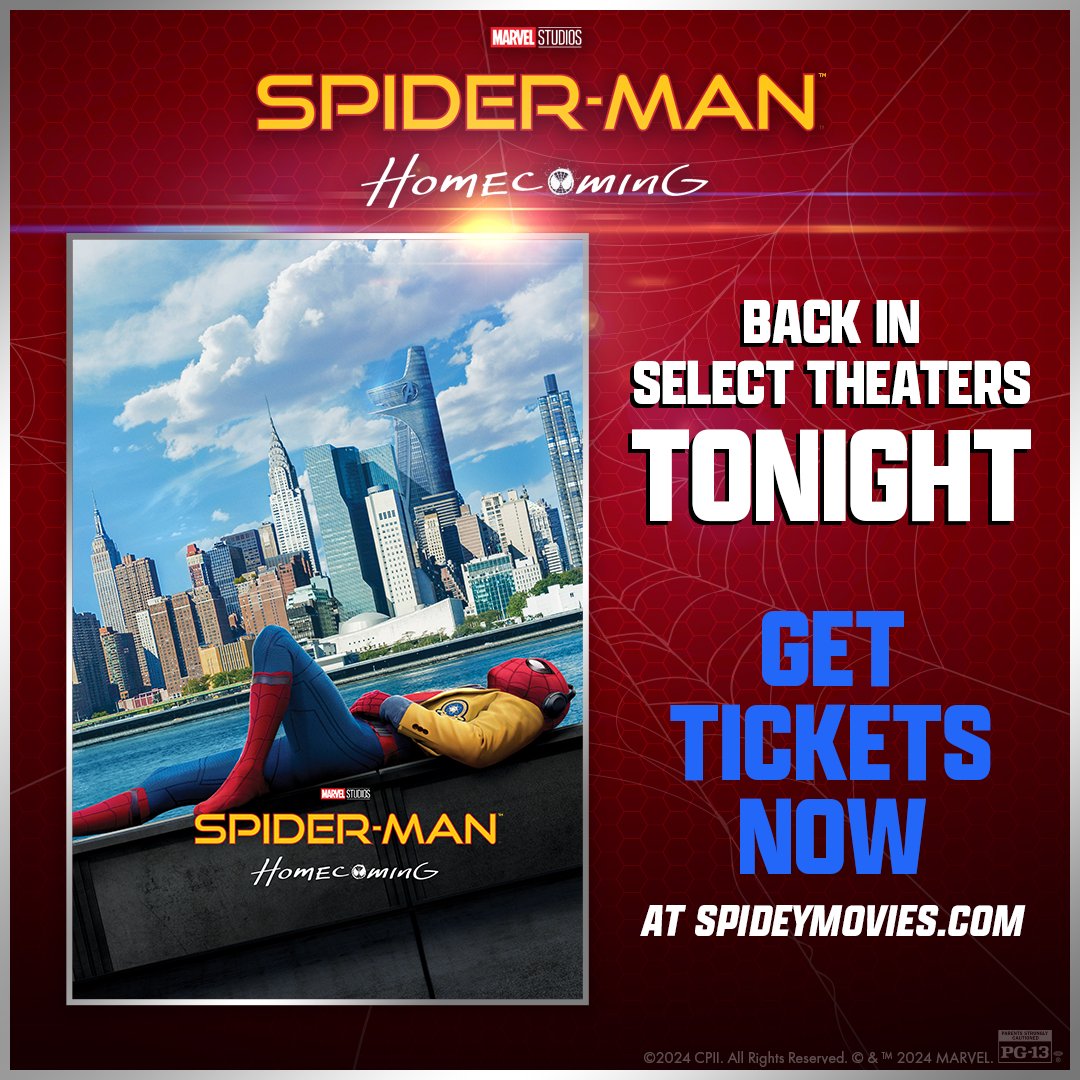 SonyPictures's tweet image. Not your typical homecoming. 

#SpiderManHomecoming is BACK in select theaters beginning tonight for a limited time. Get tickets: spideymovies.com