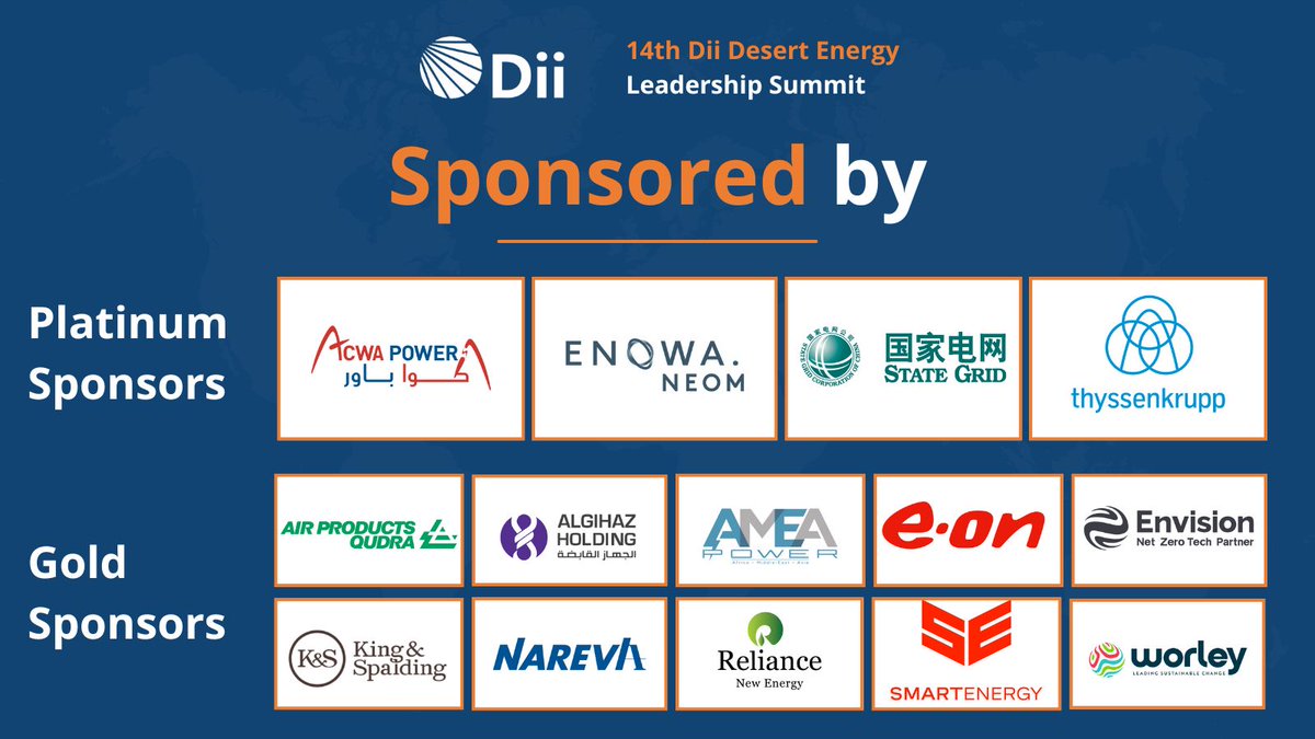 We’re proud the #DiiLeadershipSummit24 is supported by leading companies in the #energy industry, driving the urgent shift for increased energy security, reduced costs, local value creation and resilient economies. Want to find out more? buff.ly/3wgvzyQ @AmeaPower