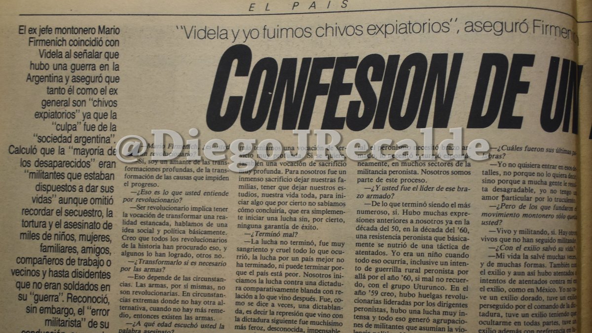 Ahora que el peronismo pro Orga salió a criticar a Menem por el indulto, veamos qué decía ese peronismo en aquel entonces. 'Fue una guerra'. 'Videla y yo fuimos chivos expiatorios'. 'Los desaparecidos eran militantes que estaban dispuestos a dar sus vidas'. Etc. Firmenich dixit.