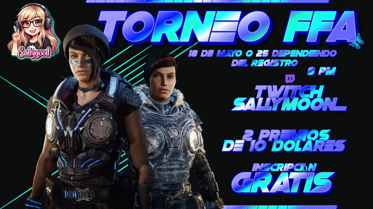 Hola chicos y chicas los quiero invitar a un torneo de FFA el día 18 de mayo para poder entrar solo debes: 🧡Seguirme en X. ❤️En twitch twitch.tv/sallymoon_ 😘Tu gt Dependiendo de cuantos se registren será ese día o el sábado 25 de mayo 8pm.