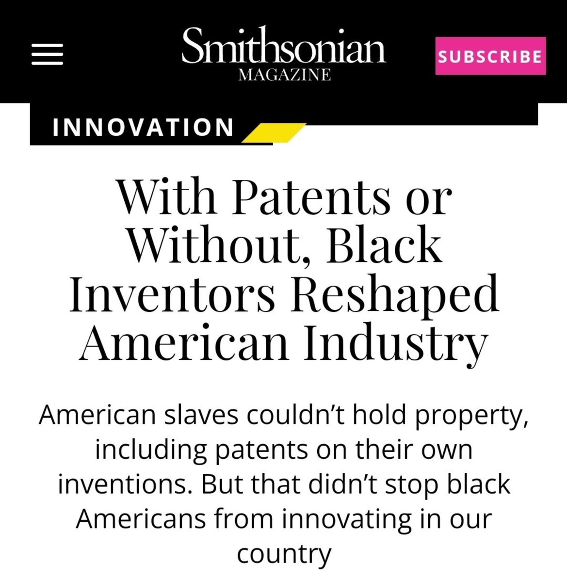 When slavery was abolished in 1865, just five years later between (1870 and 1940) the 2nd Industrial (Technological) Revolution, Black❤️Americans had over 50,000 patents. 

The top 3 most innovative 'ethnic groups' of that time period were (Germans, Swiss, and Black Americans)💯