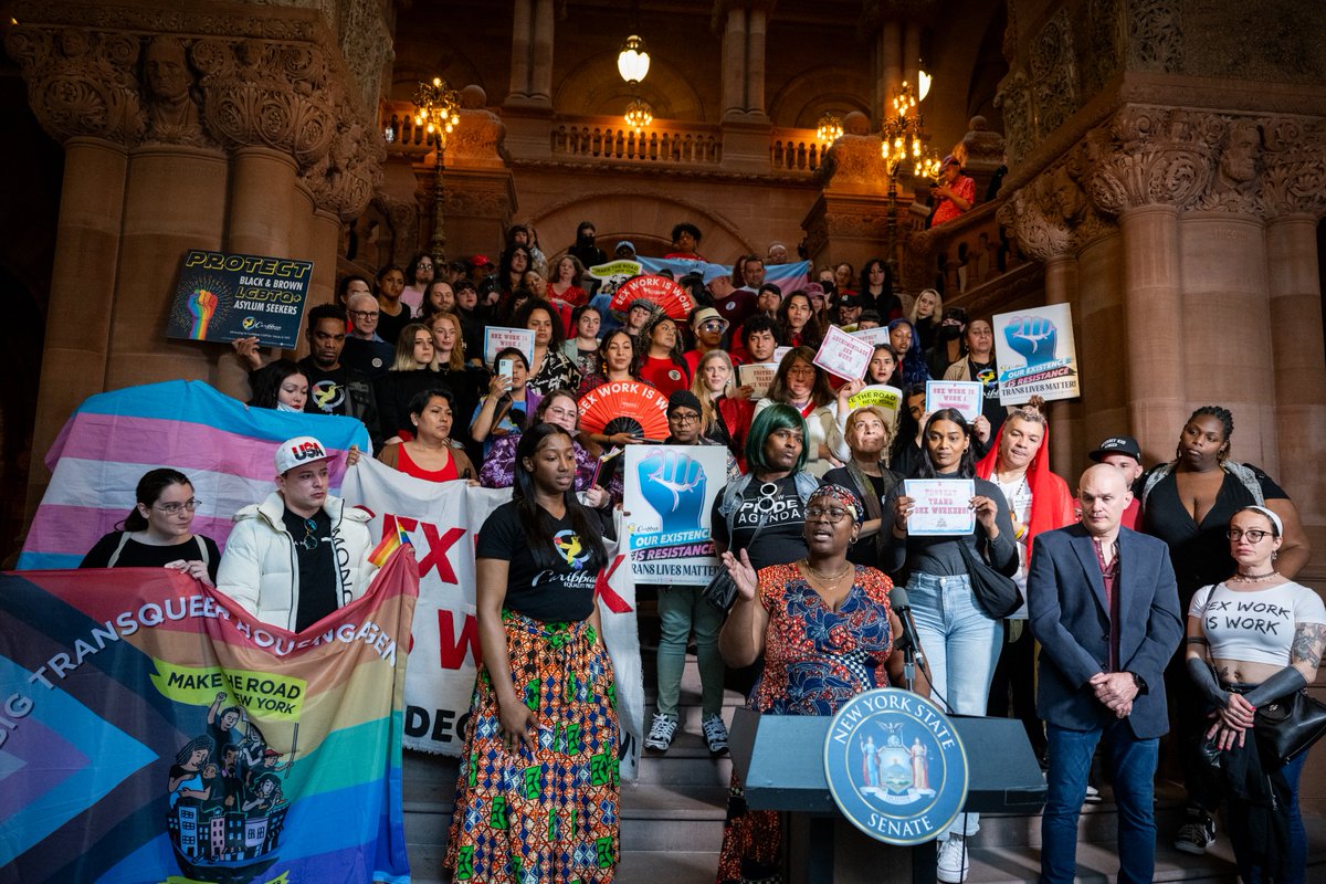 It's time to have a real conversation about how the criminalization of sex work perpetuates stigma, discrimination, and violence against those engaged in it. Thanks to those who joined me in today's call to Stop Violence in the Sex Trades. Let's get it done for Cecilia. #DecrimNY