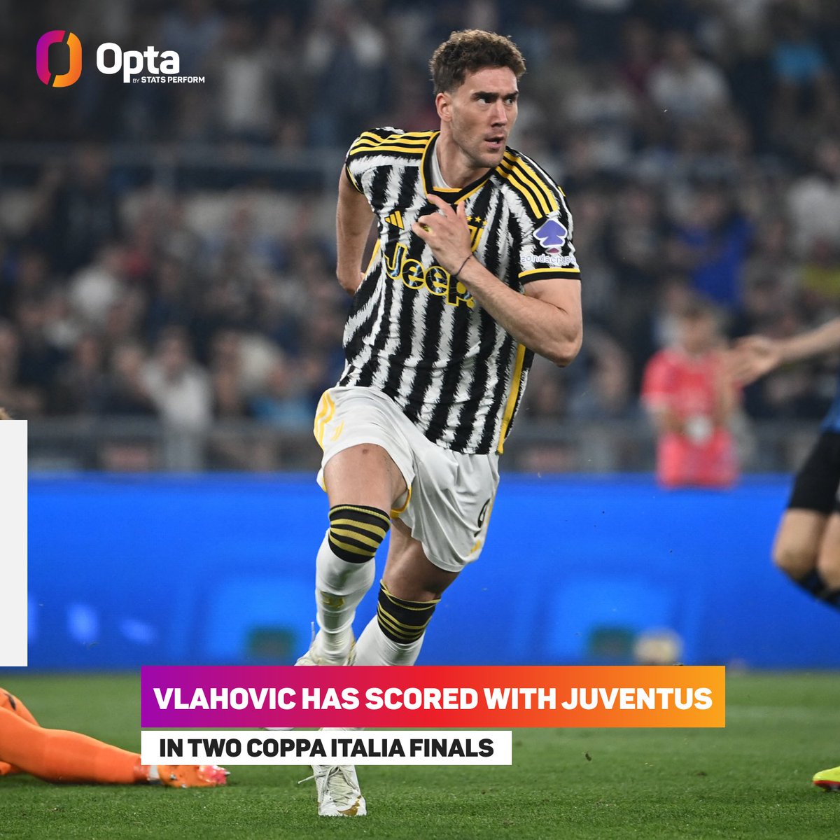 2 - Dusan Vlahovic, after finding the net against Inter on 11 May 2022, has become the third Juventus player to score in two editions of the #CoppaItalia final, after John Charles (1958/59 and 1959/60) and Savino Bellini (1937/38 and 1941/42). Stamp. #AtalantaJuve