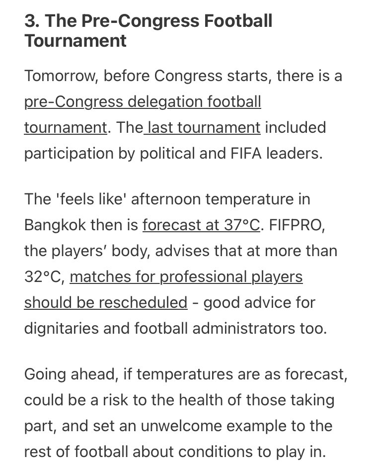 The @fbandclimate is recommended reading for everyone following or attending the FIFA congress. #FIFA Also curious to hear how the 2027 WWC candidates think about the Saudi Aramco deal, knowing players’ opposition. open.substack.com/pub/footballan… @tariqpanja @martynziegler @RobHarris