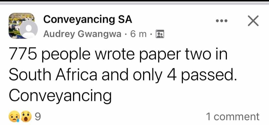 The conveyancing results in South Africa 😭
