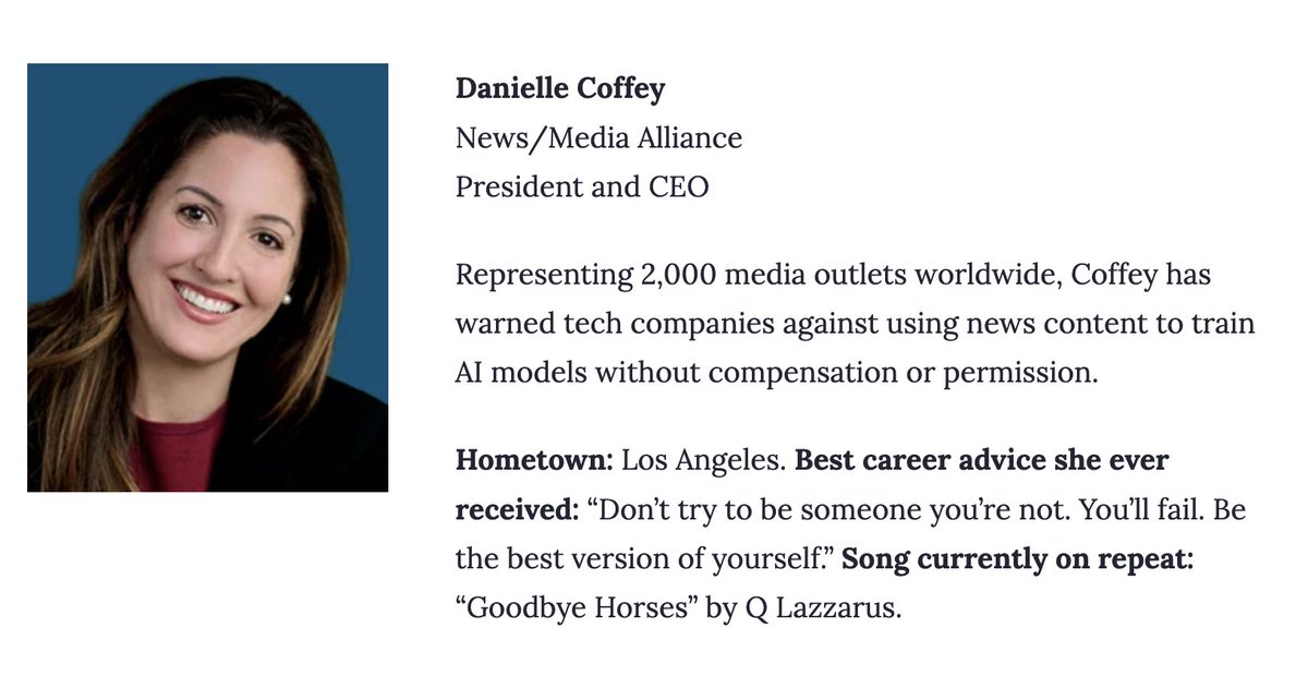 Congratulations to News/Media Alliance President and CEO Danielle Coffey, who has been named to @washingtonian magazine's 'Washington DC’s 500 Most Influential People in 2024'! newsmediaalliance.org/news-media-all…