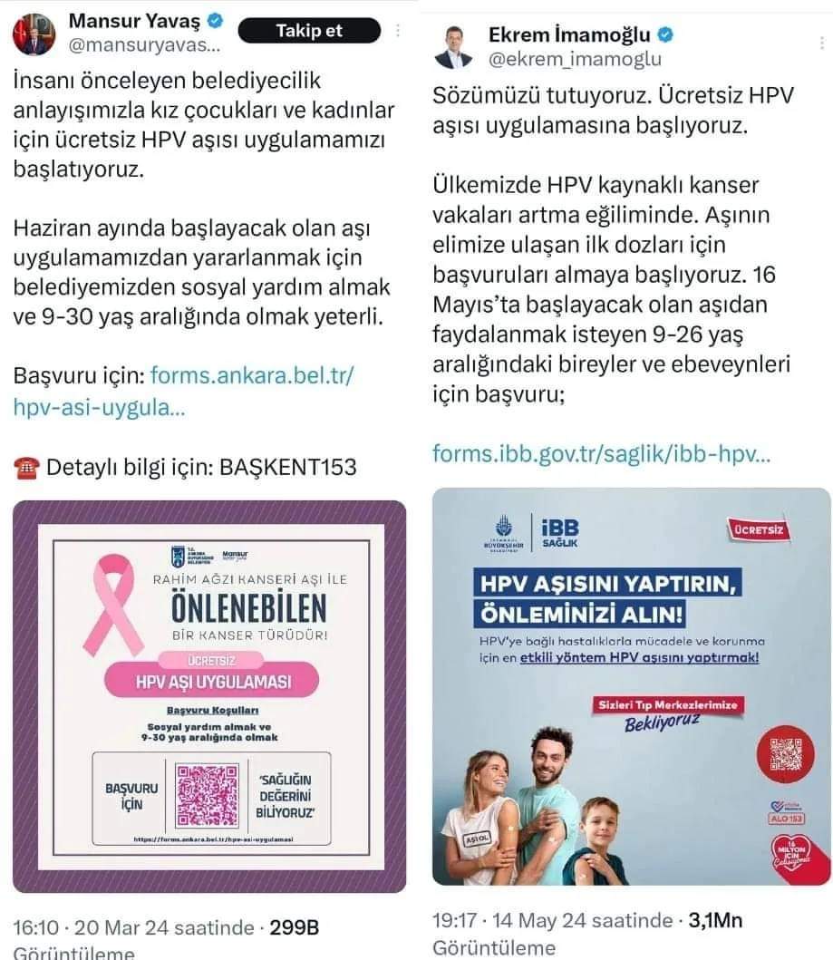 <a href="/ekrem_imamoglu/">Ekrem İmamoğlu</a> <a href="/mansuryavas06/">Mansur Yavaş</a>
İstanbul ve Ankara belediye başkanları, daha vatandaşın ulaşım, alt yapı, şu gibi sorunlarını çözümemişken gerçekten "halka hizmet" için mi bu görevi üstlendi yoksa küresel güçlere hizmet için mi?

Sağlık bakanlığı bu konuda bir şeyler yapacak mı?
.<a href="/drfahrettinkoca/">Dr. Fahrettin Koca</a>