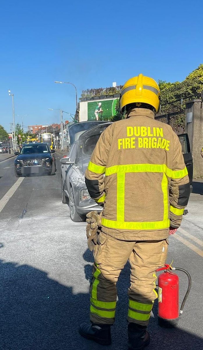 The Longmile Road was closed for a short period earlier as firefighters extinguished a car fire Would you know what to do if your car caught fire? Get everyone out, beware of oncoming traffic, call 999/112, stay well back, and do not go back to the car for any reason