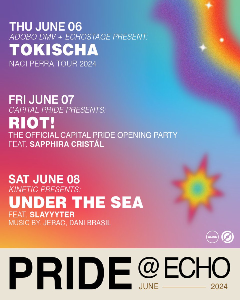Pride Month is right around the corner! 🌟🌈 Join us this June for celebrations with @AdoboDMV, @CapitalPrideDC, and @KINETICpresents.🪩 ClubGLOW.com