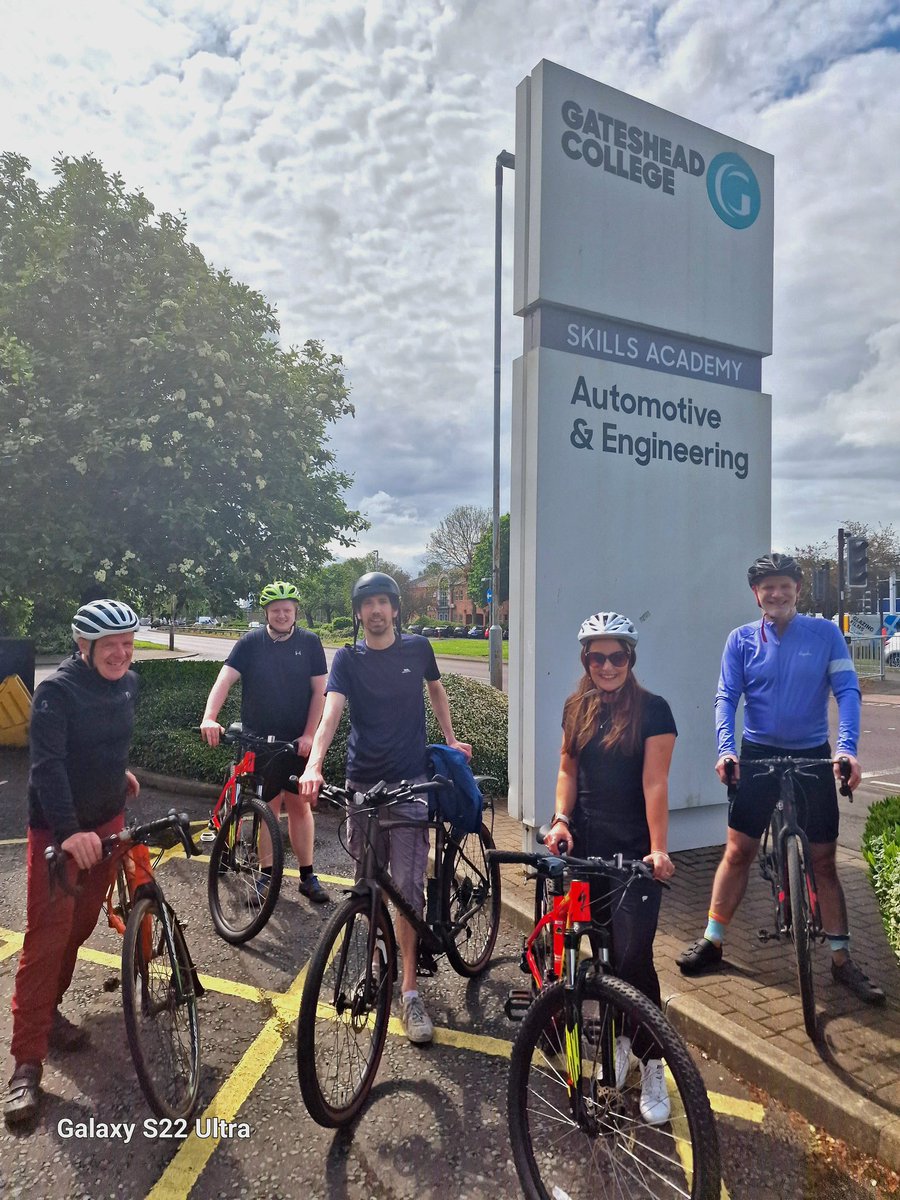On our bikes with <a href="/BikeDoctorDave/">Dave Buchan</a> to travel safely between <a href="/gatesheadcoll/">Gateshead College</a> campuses on 2 wheels not 4 &amp; being kind to ourselves &amp; the planet #mentalhealthawarenessweek #wellbeing #bigbikerevival <a href="/CyclingUK_NE/">Cycling UK North East</a>