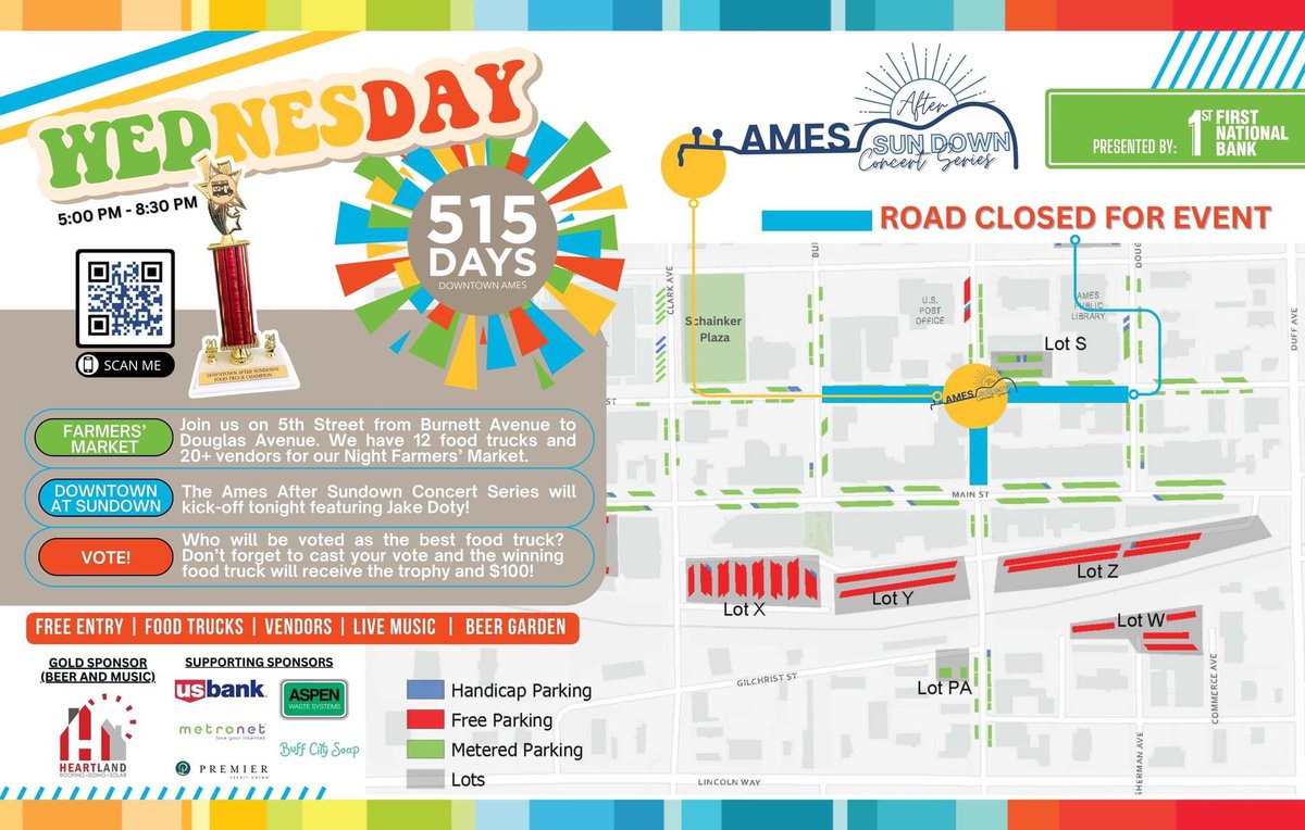 Be sure to make it a food truck kind of night in Downtown Ames. Vendors, live music, a beer garden and incredible weather. Learn more online and we'll see you from 5:00-8:30 PM. #SmartChoice amesdowntown.org/upcoming-event…